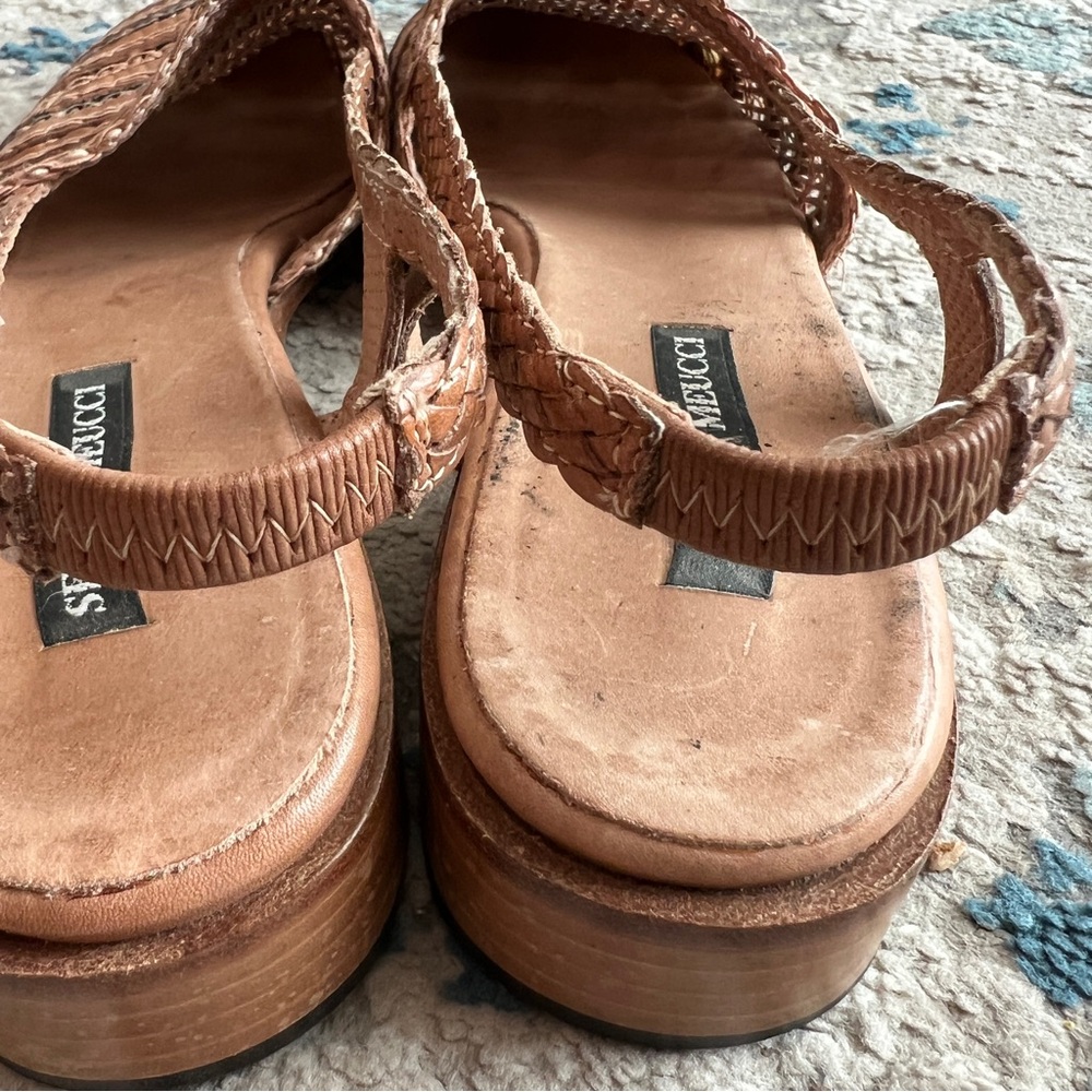 Sesto Meucci Woven Tan Slingback made in Italy Flats sandals Sz 9N - Picture 5 of 7